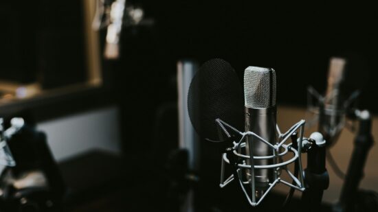 Condenser microphone in a studio
